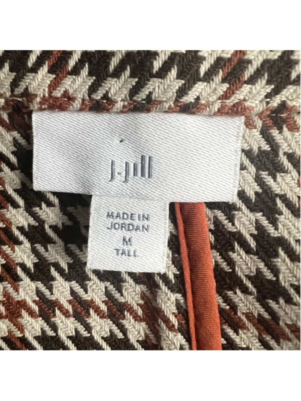 J Jill Sz M Tall Sonoma Houndstooth Duster Jacket Brown & Orange Business Career - Picture 5 of 11